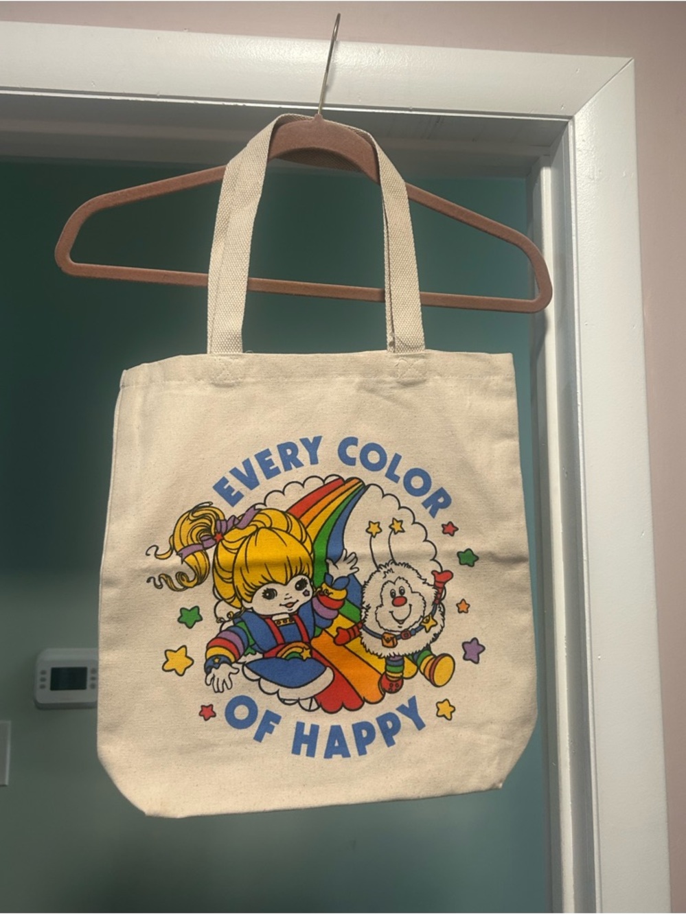 Rainbow Brite Hallmark Cream Canvas Tote “Every Color of Happy.” NWT - Picture 2 of 7